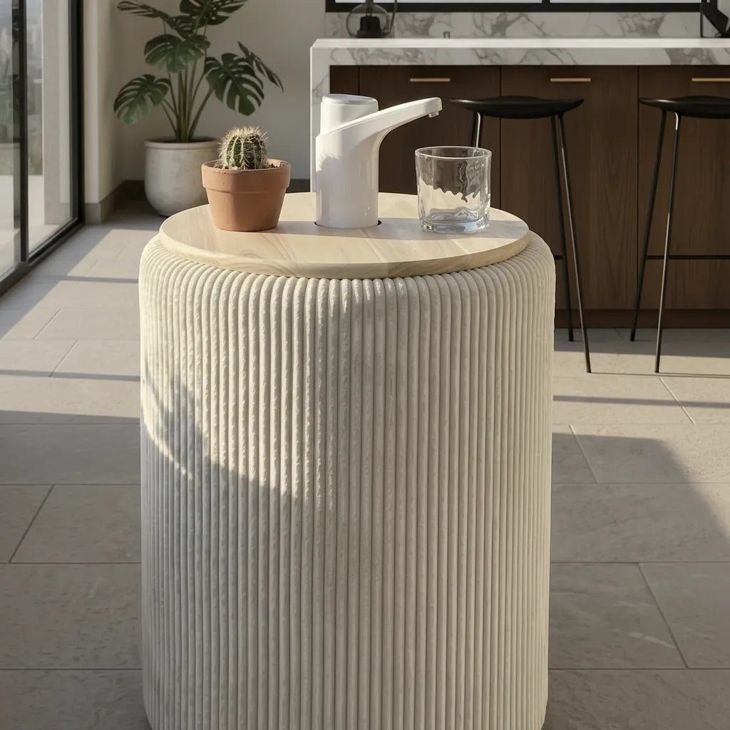 Mueble Cubre Bidón Beige